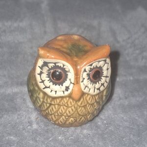 Vintage Owl Salt Shaker Orange 70s Ceramic Kitschy MCM Replacement Piece 2"